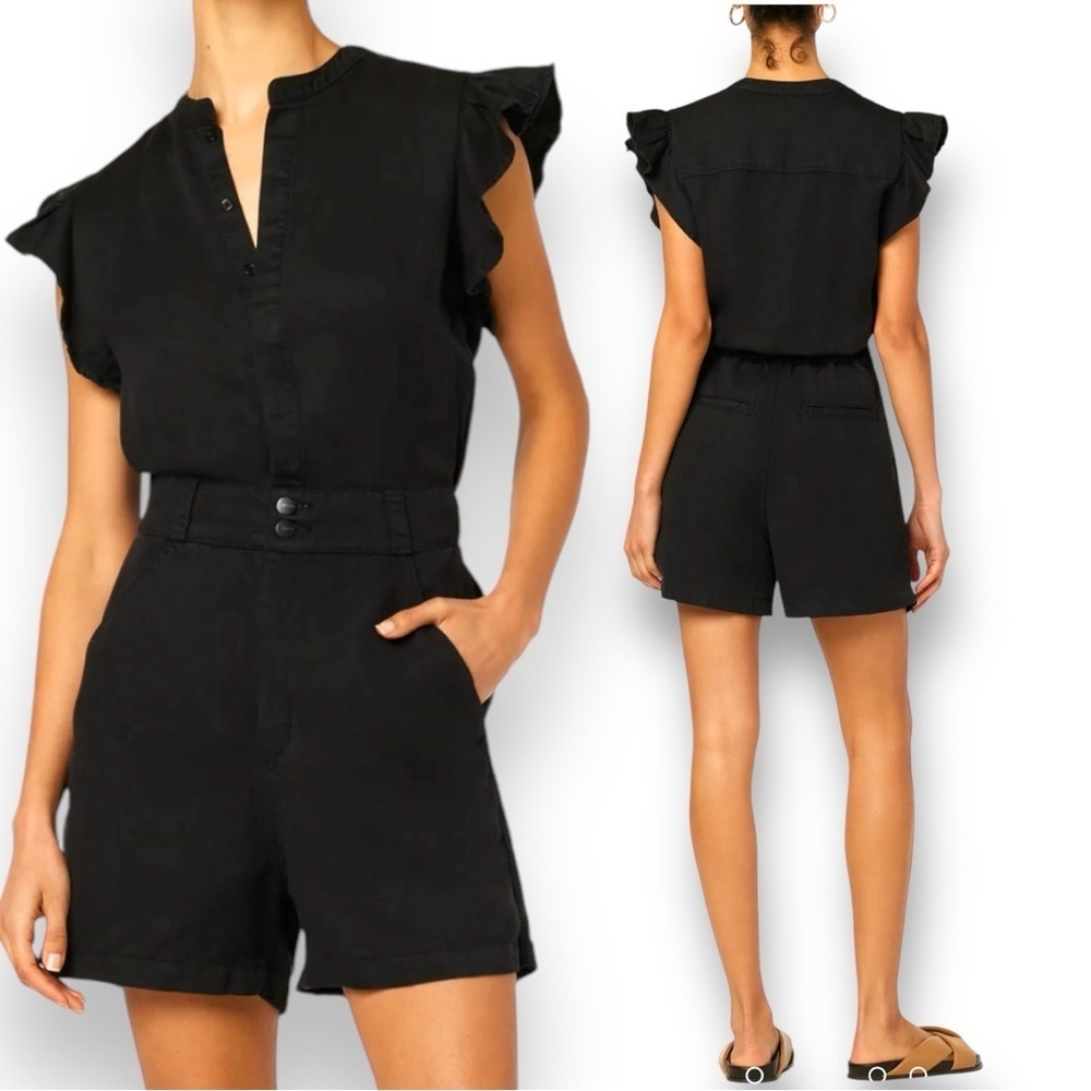 NWT JOE’S Jeans The Emilia Romper Womens Black Linen Blend Size Small